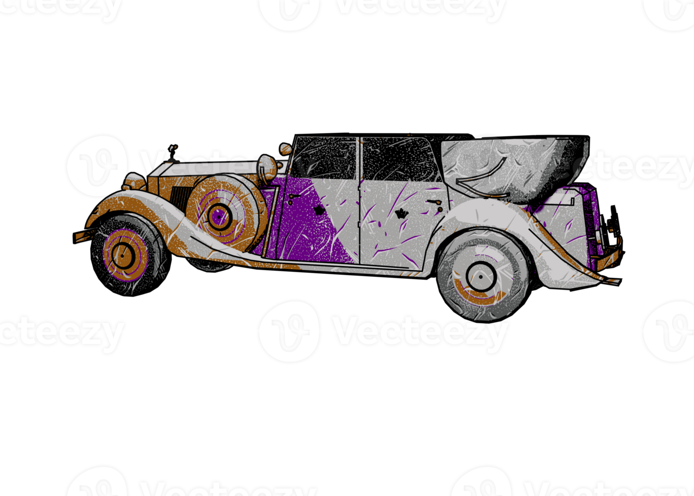 Grunge style classic car png