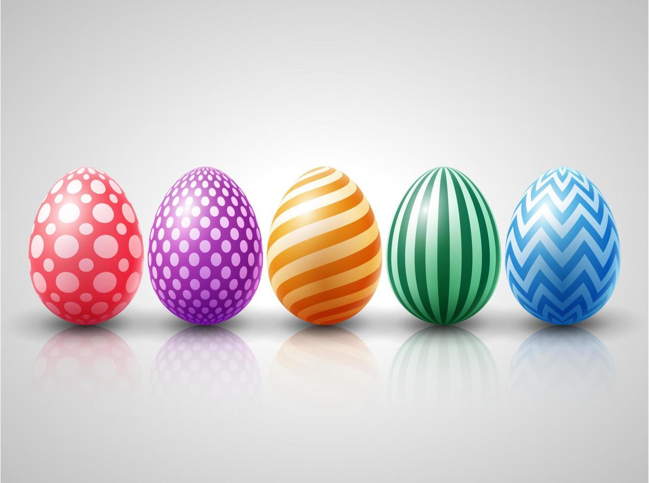 colección de coloridos huevos de pascua sobre un fondo blanco vector