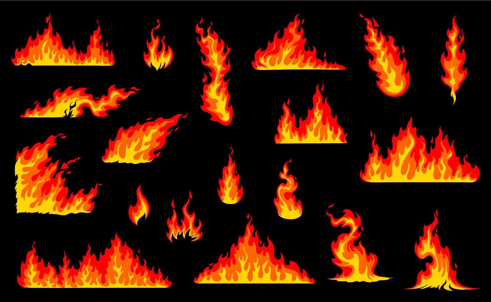 Cartoon bonfire, wildfire and fireplace fire flame vector