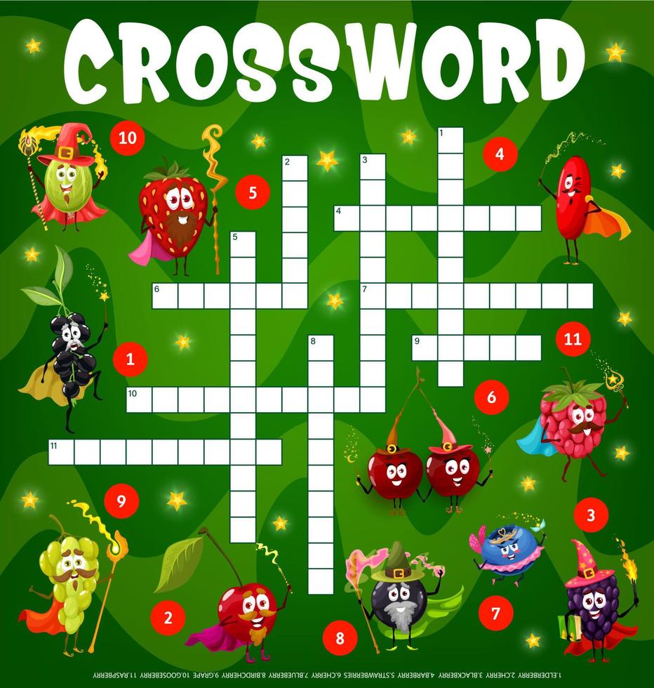 Berry wizard funny characters crossword grid game vector