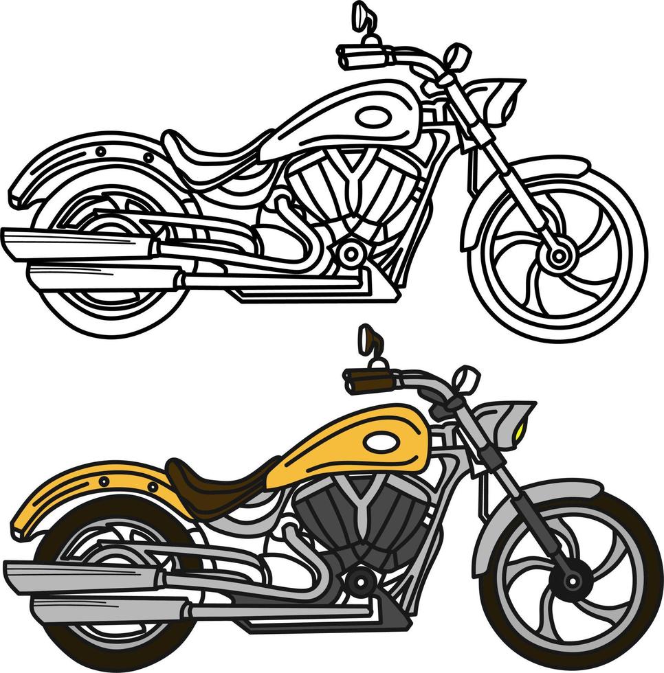 Two motorcycle for coloring book vector