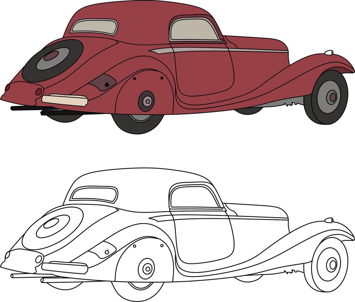 Classic car for coloring book vector