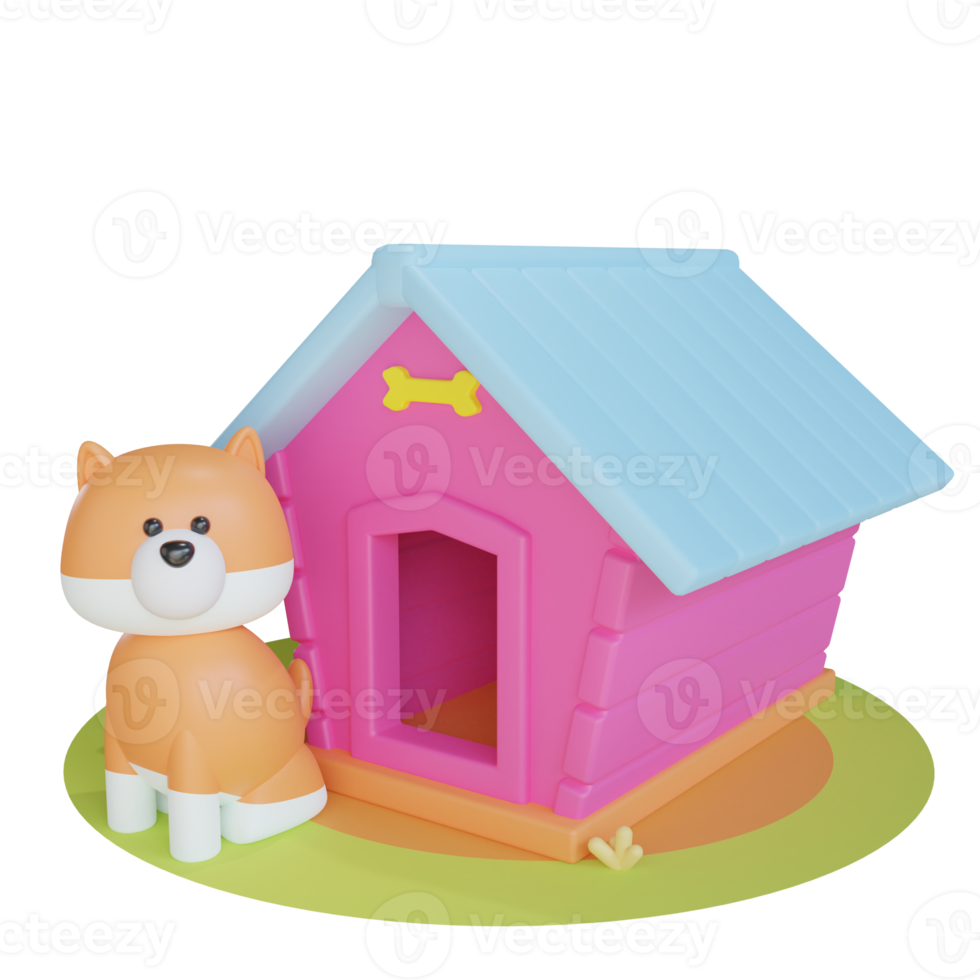 3D Cute Pet dog House 12007878 PNG