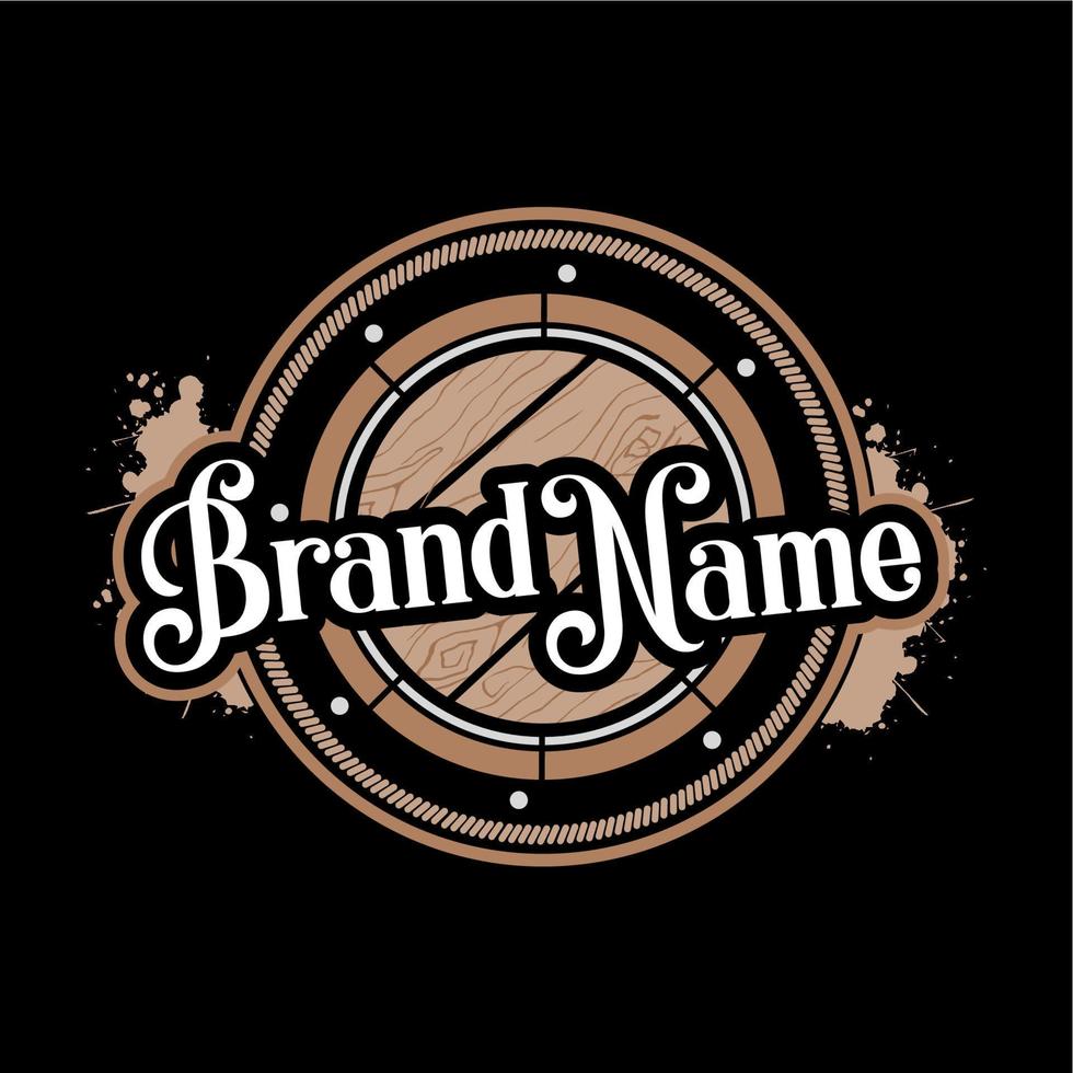 Whisky barrel logo. Single malt whiskey on black background vector