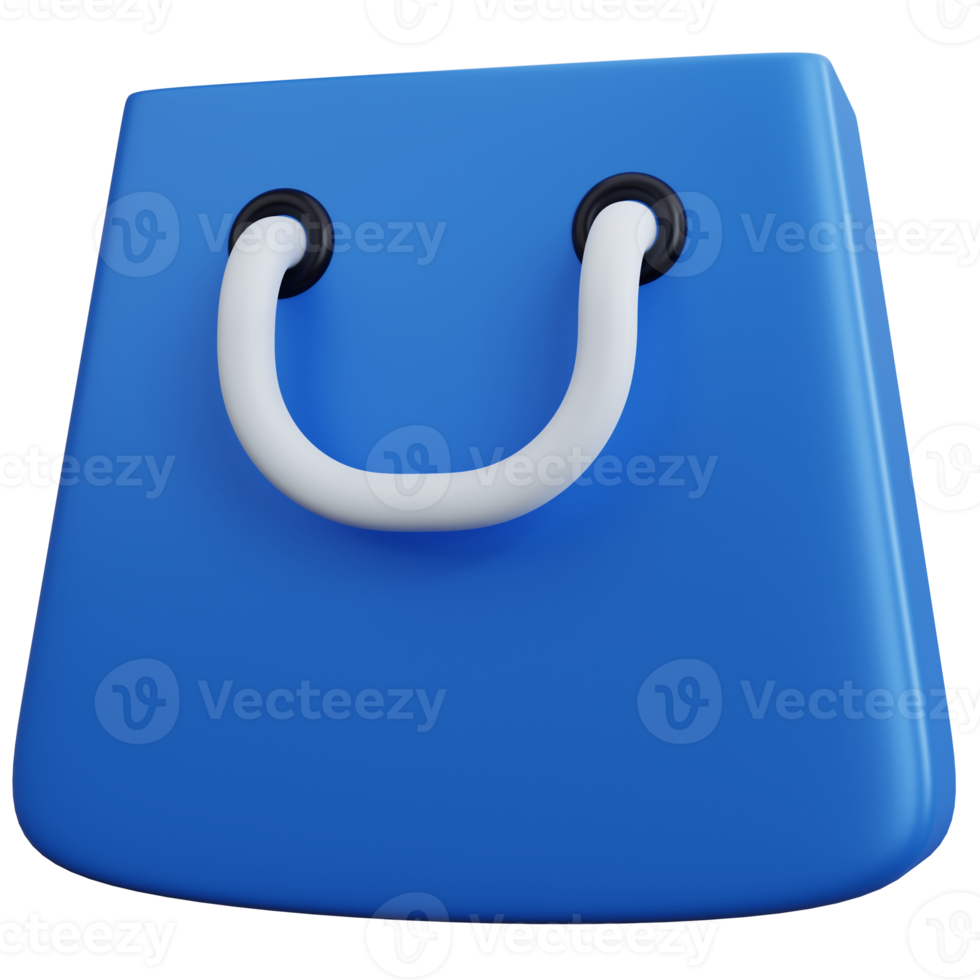 3d rendering blue shopping bag isolated png