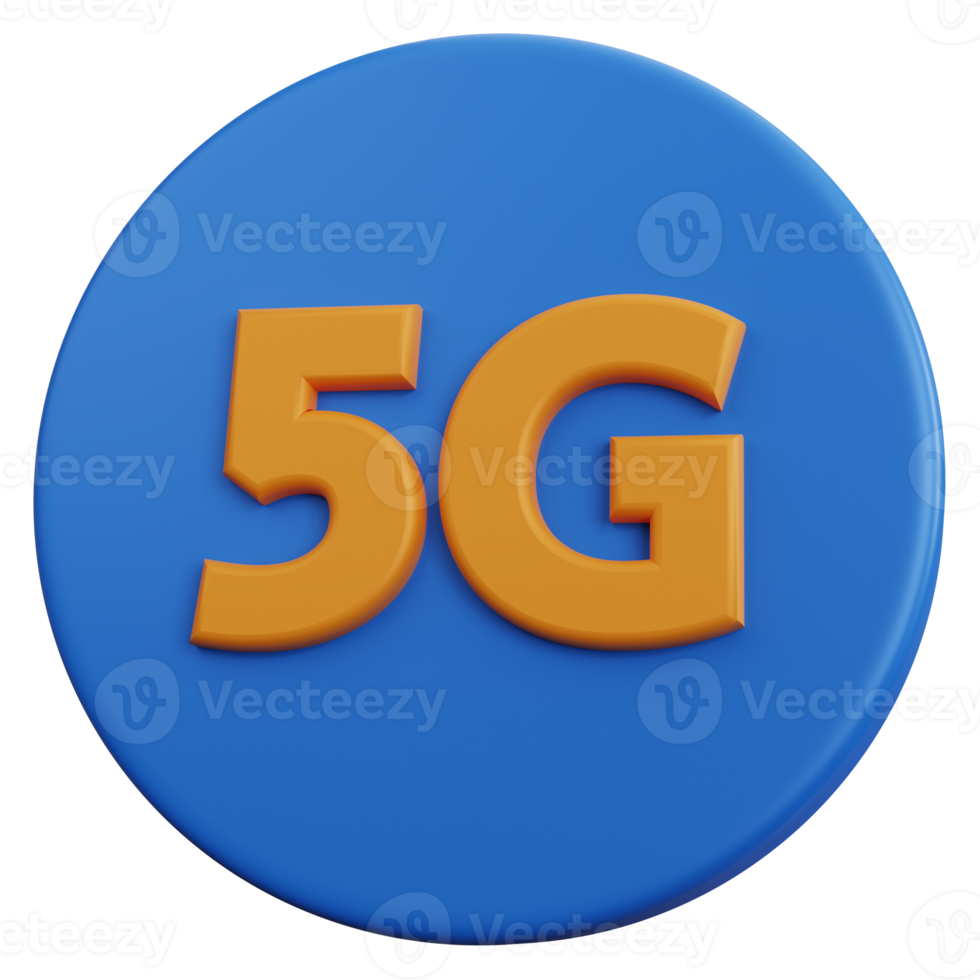 3d rendering 5g network blue icon isolated png