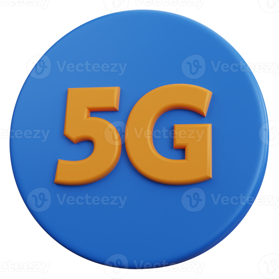 3d interpretazione 5g Rete blu icona isolato png