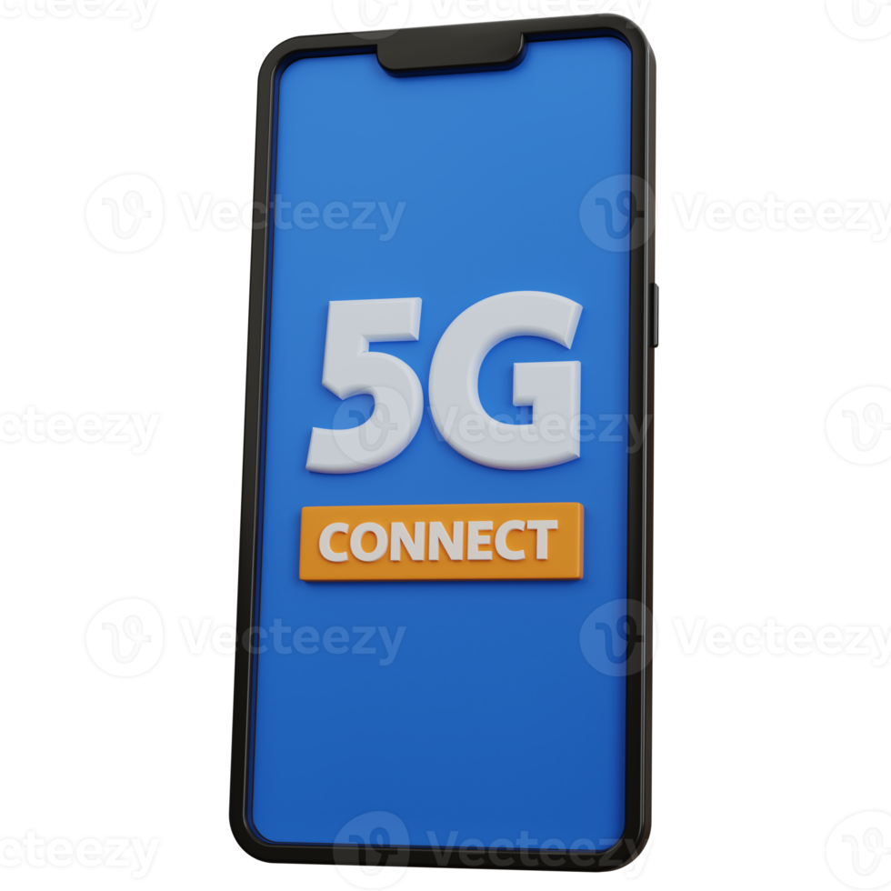 3d rendering 5g network with smartphone isolated png