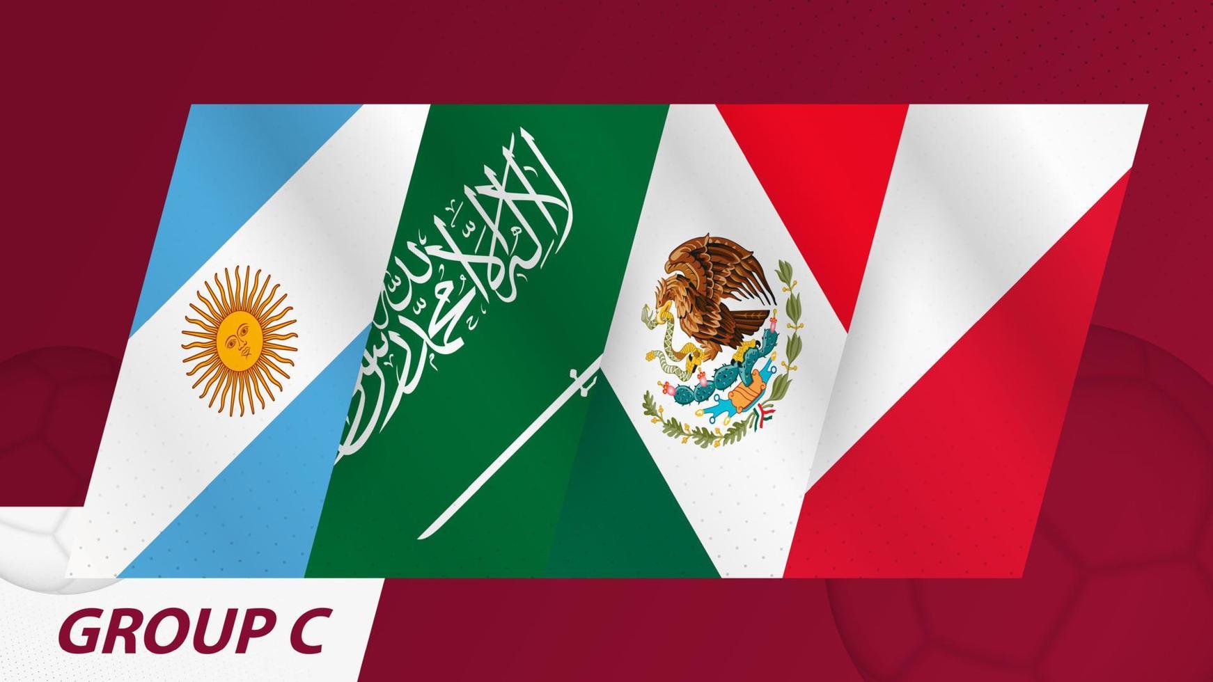 banderas del grupo c del torneo internacional de fútbol 2022. vector