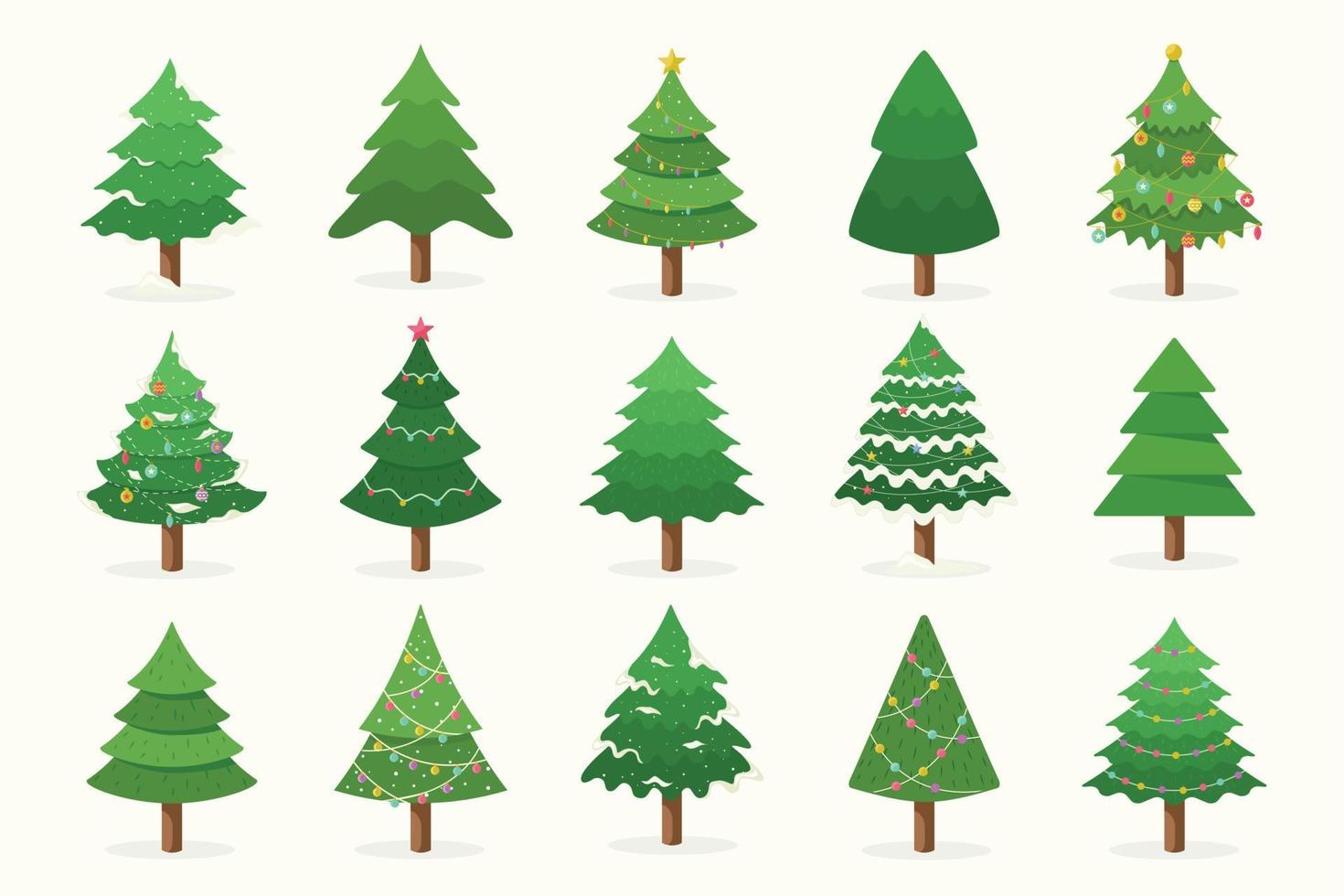 Set of Christmas trees. Pine tree vector element for christmas design