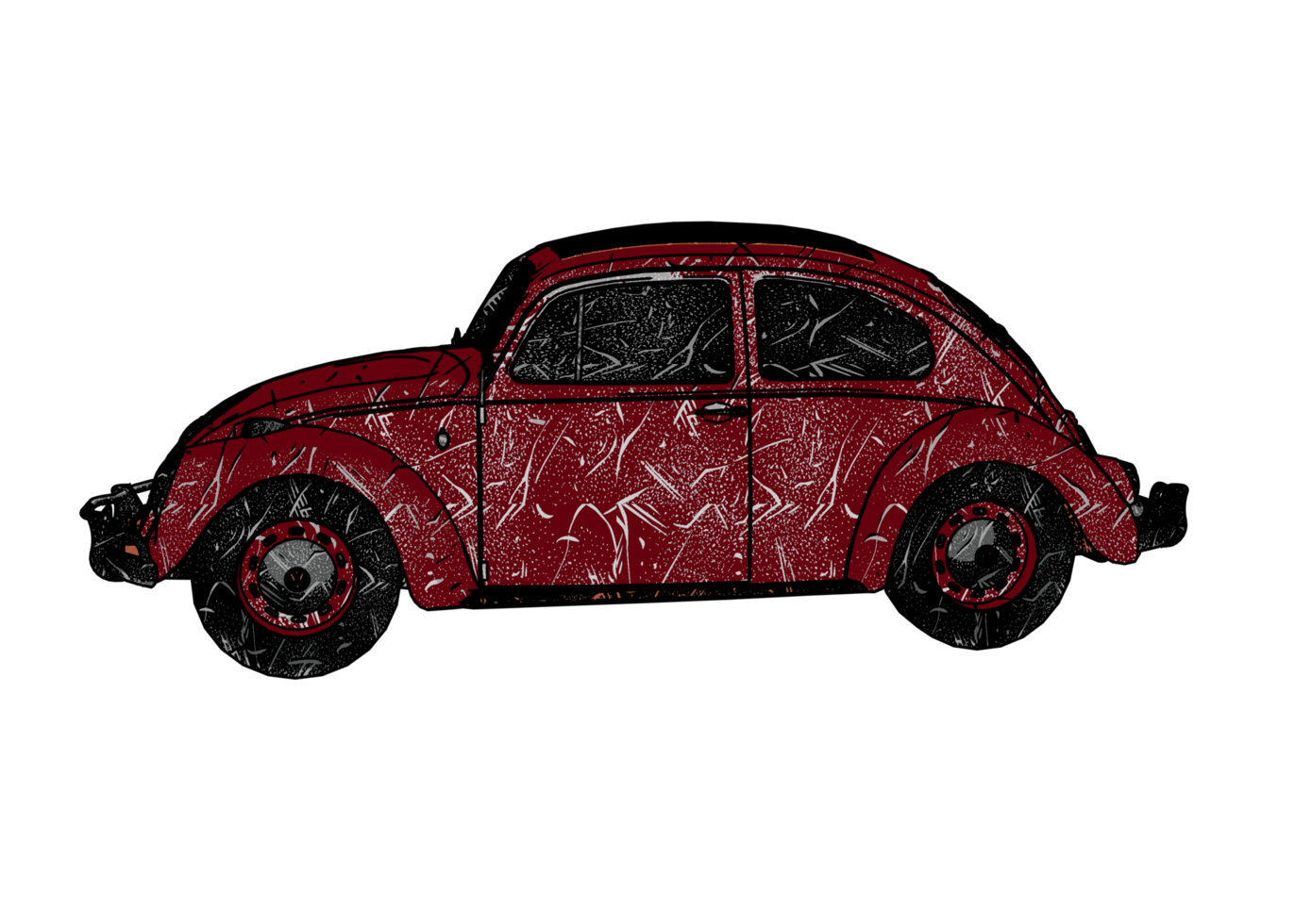 Grunge style classic car png