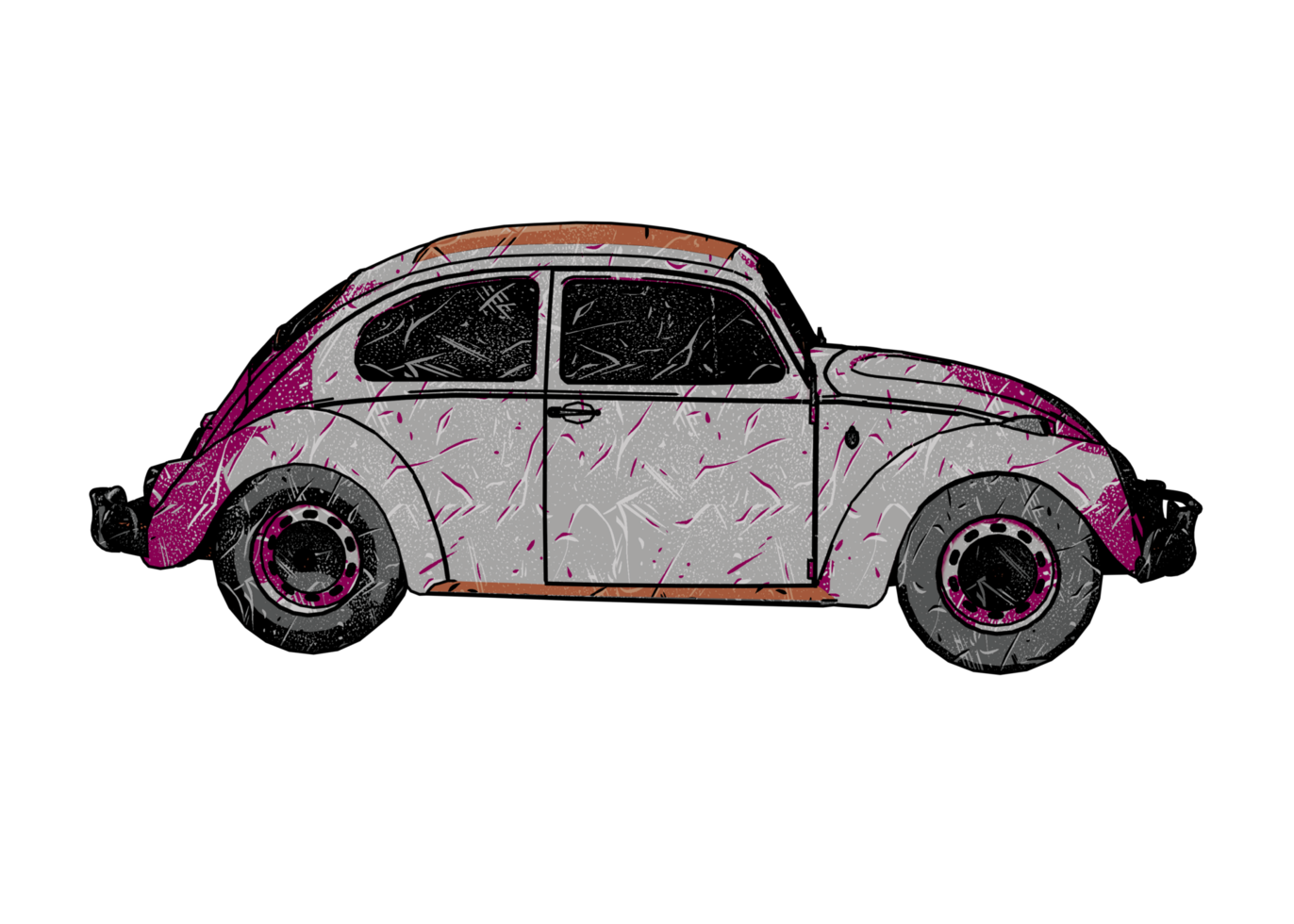 Grunge style classic car png