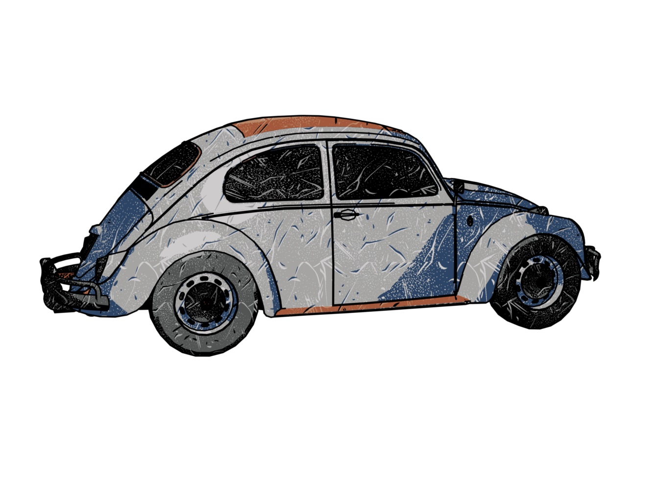 Grunge style classic car png