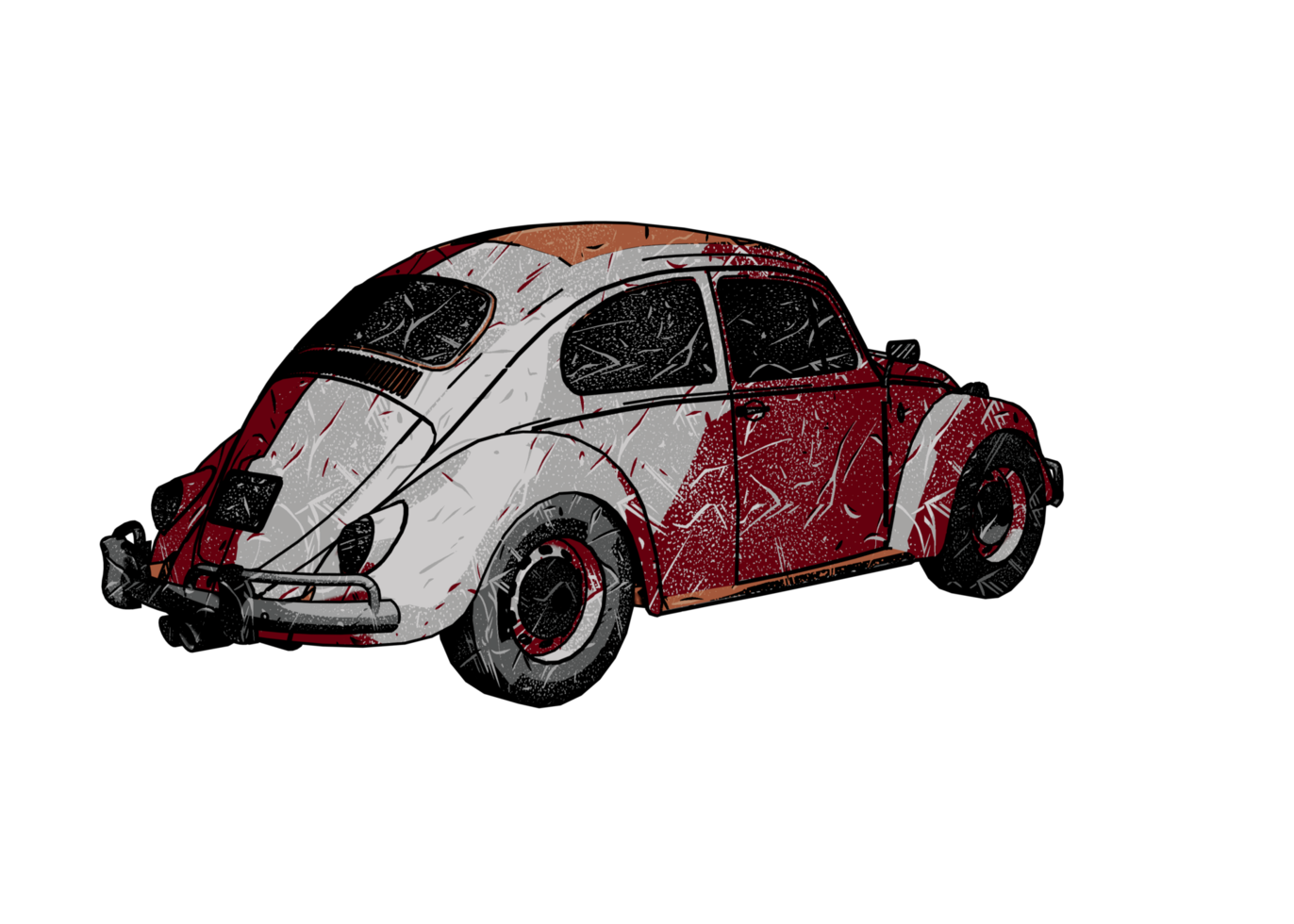 Grunge style classic car png