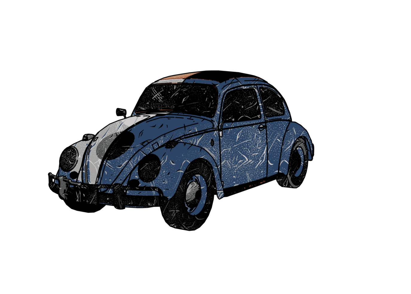 Grunge style classic car png
