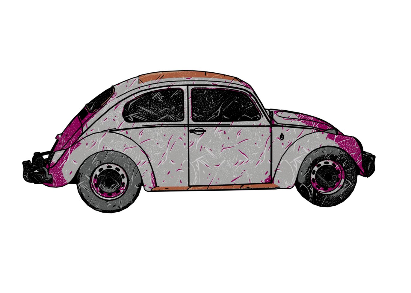 Grunge style classic car png