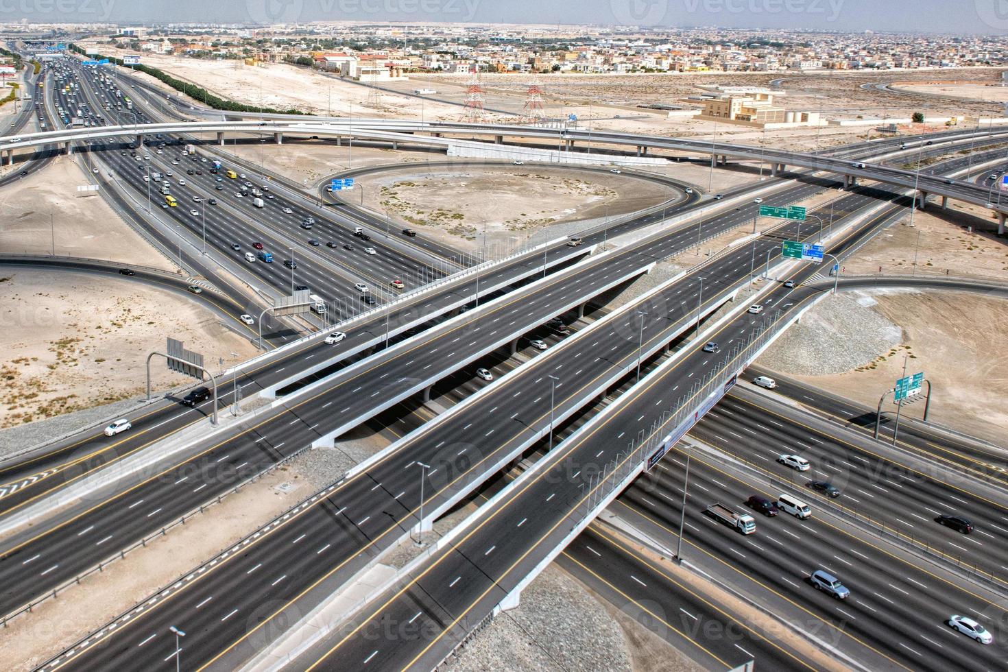 dubai town highways aerial view panorama photo