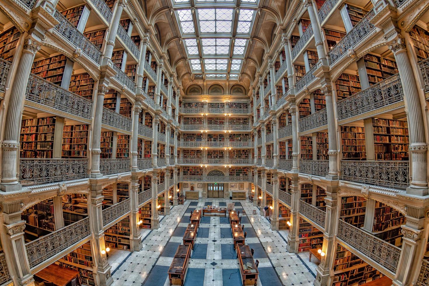 BALTIMORE, USA - APRIL, 30 2016 - The Peabody Library building, opened in 1878, was designed by Baltimore architect Edmund G. Lind photo