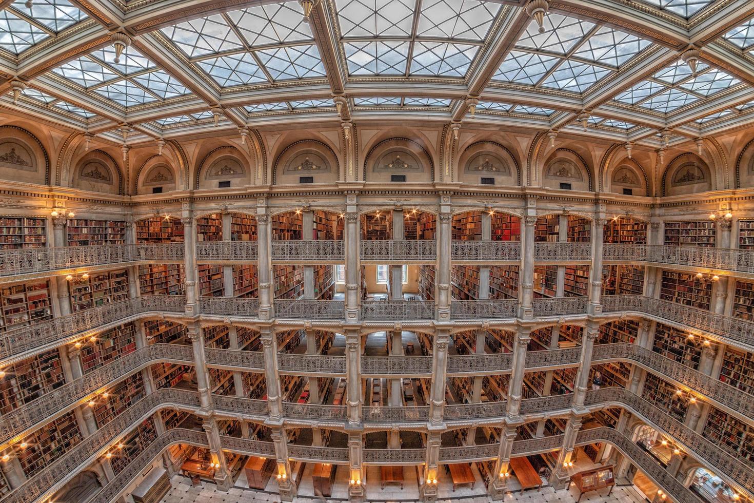 BALTIMORE, USA - APRIL, 30 2016 - The Peabody Library building, opened in 1878, was designed by Baltimore architect Edmund G. Lind photo