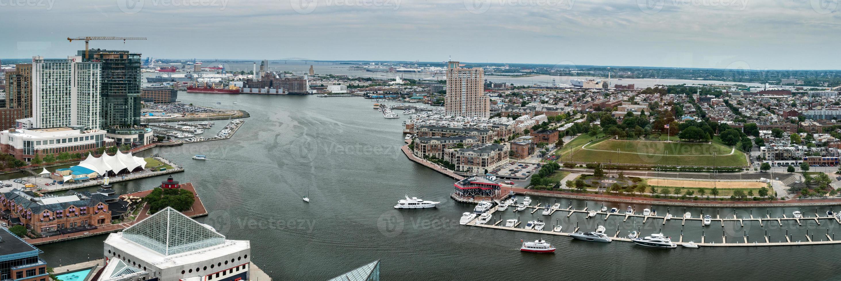 Baltimore Maryland buildings Harbor view aerial landscape photo
