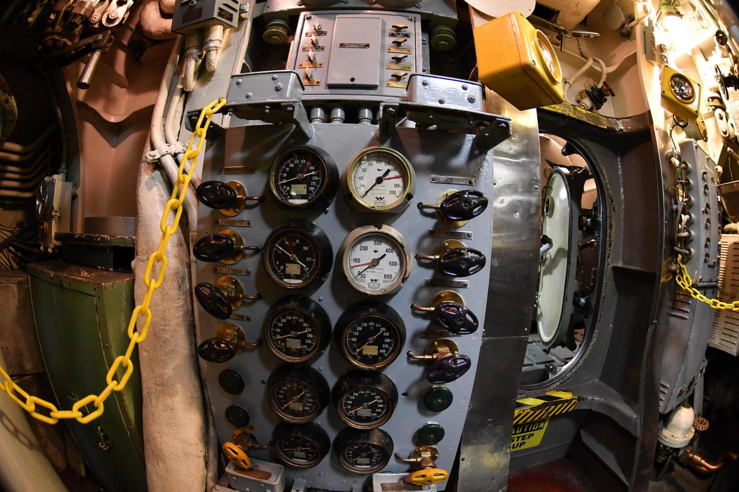 BALTIMORE, USA - JUNE 21 2016 - inside TORSK ii world war submarine view detail close up photo