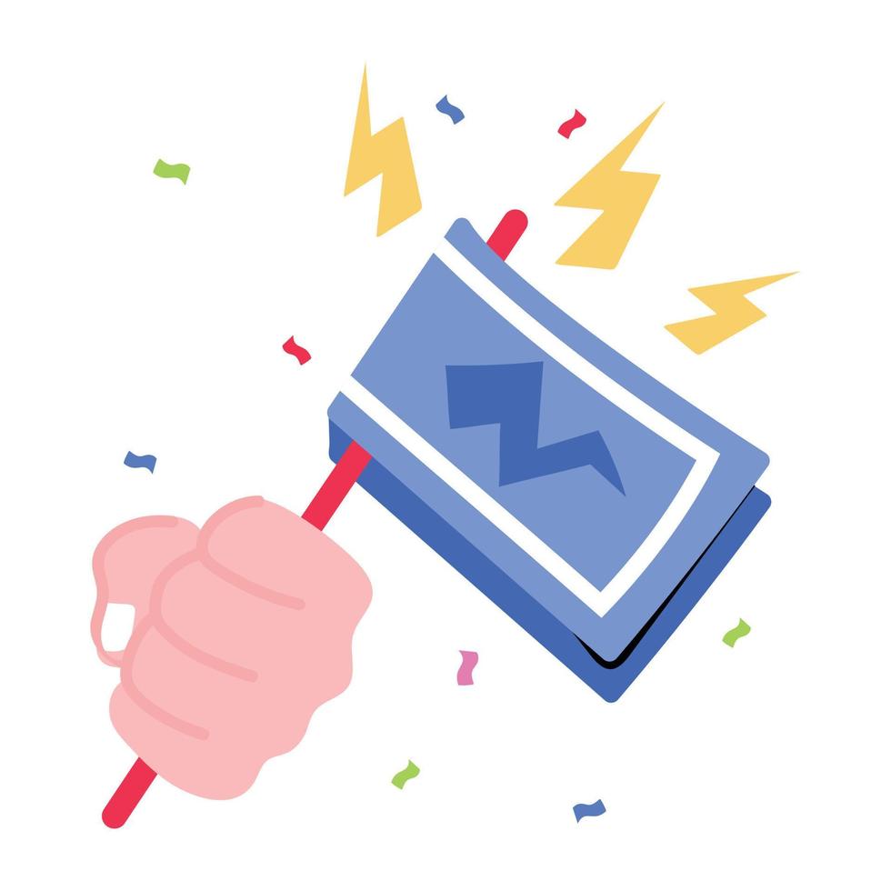 A flaglet in hand, flat sticker vector