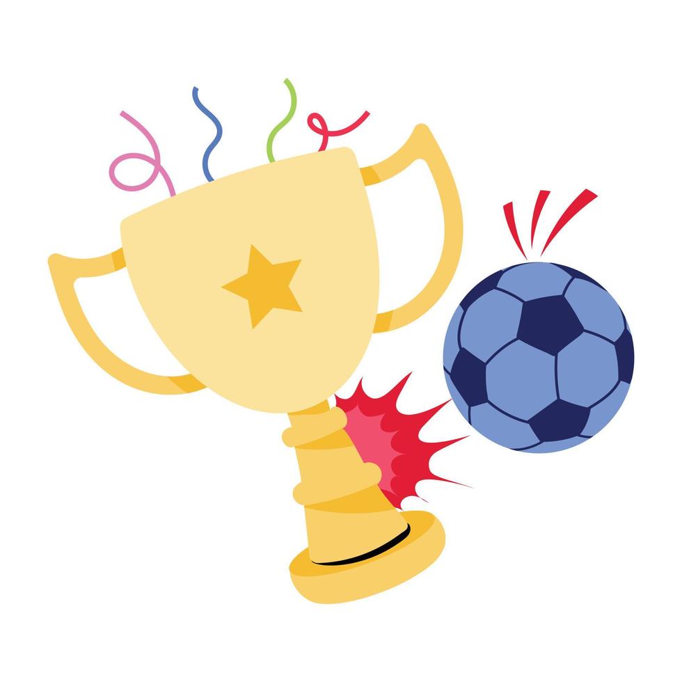 un icono de etiqueta plana de trofeo de fútbol vector