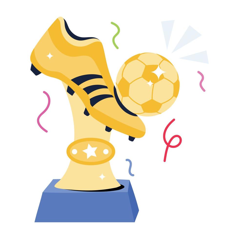 un icono de etiqueta plana de trofeo de fútbol vector