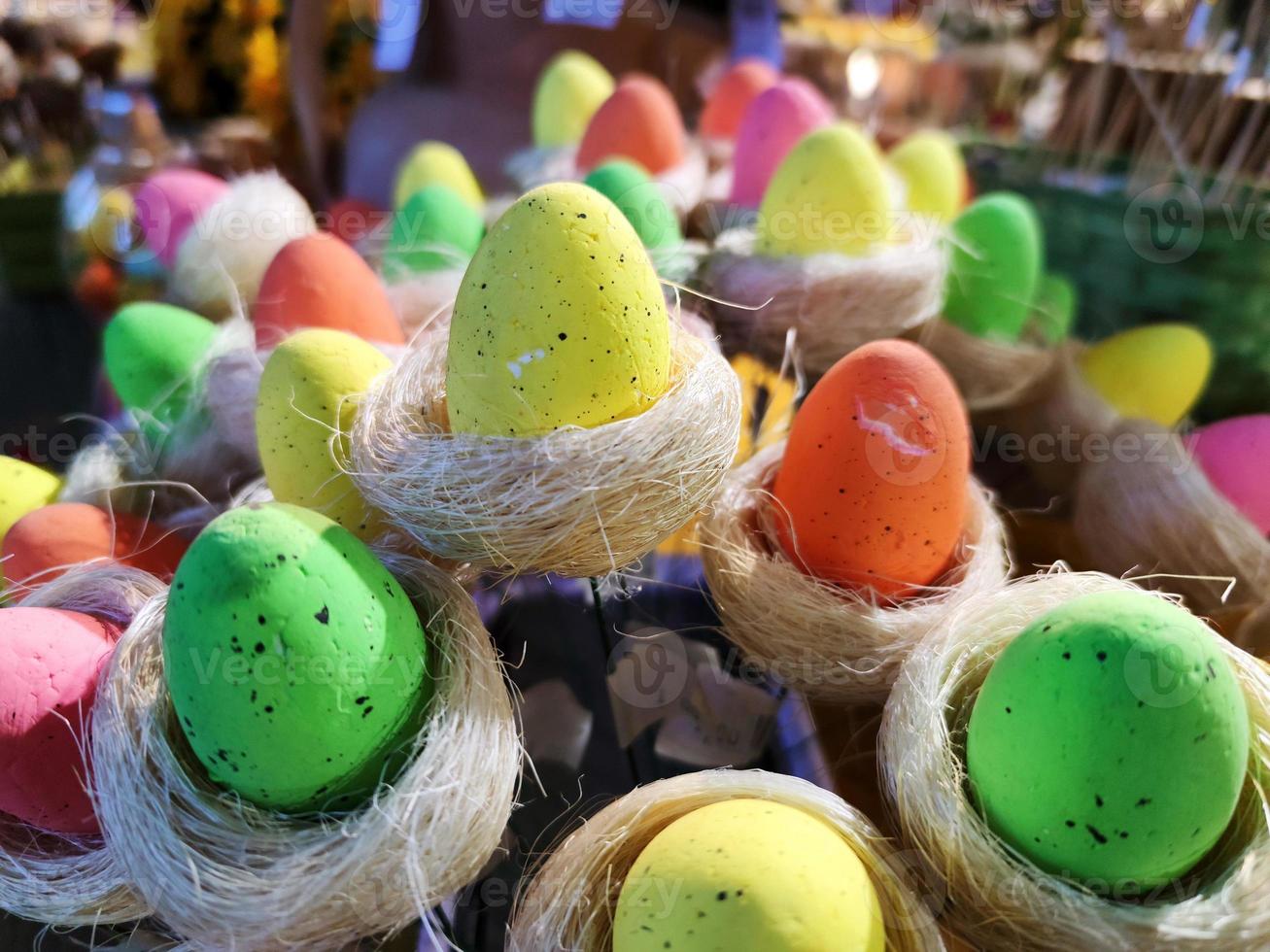 Easter eggs and decorations photo