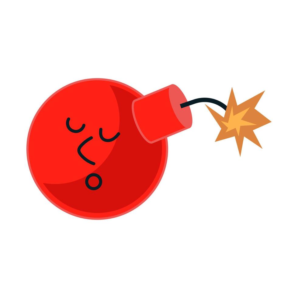 Bomb character. Round weapon mascot with funny emotion and face. Explosive emotion collection with fetel and eyes. Isolated on white background expression dynamite vector illustration concept