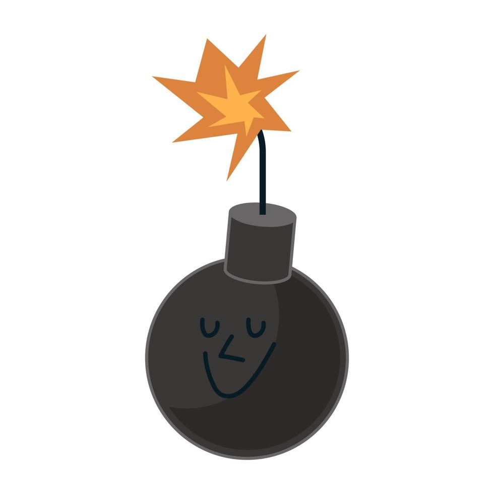 Bomb character. Round weapon mascot with funny emotion and face. Explosive emotion collection with fetel and eyes. Isolated on white background expression dynamite vector illustration concept