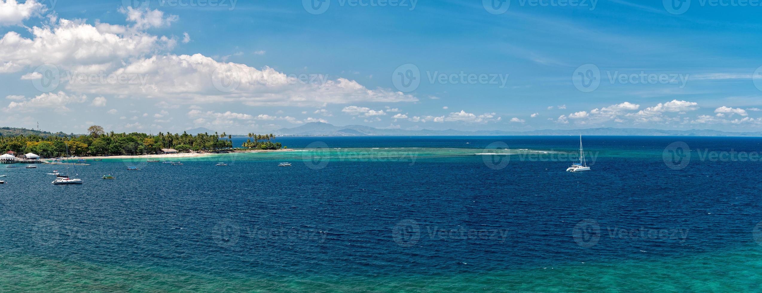 lombok view huge panorama from gili trawangan island photo