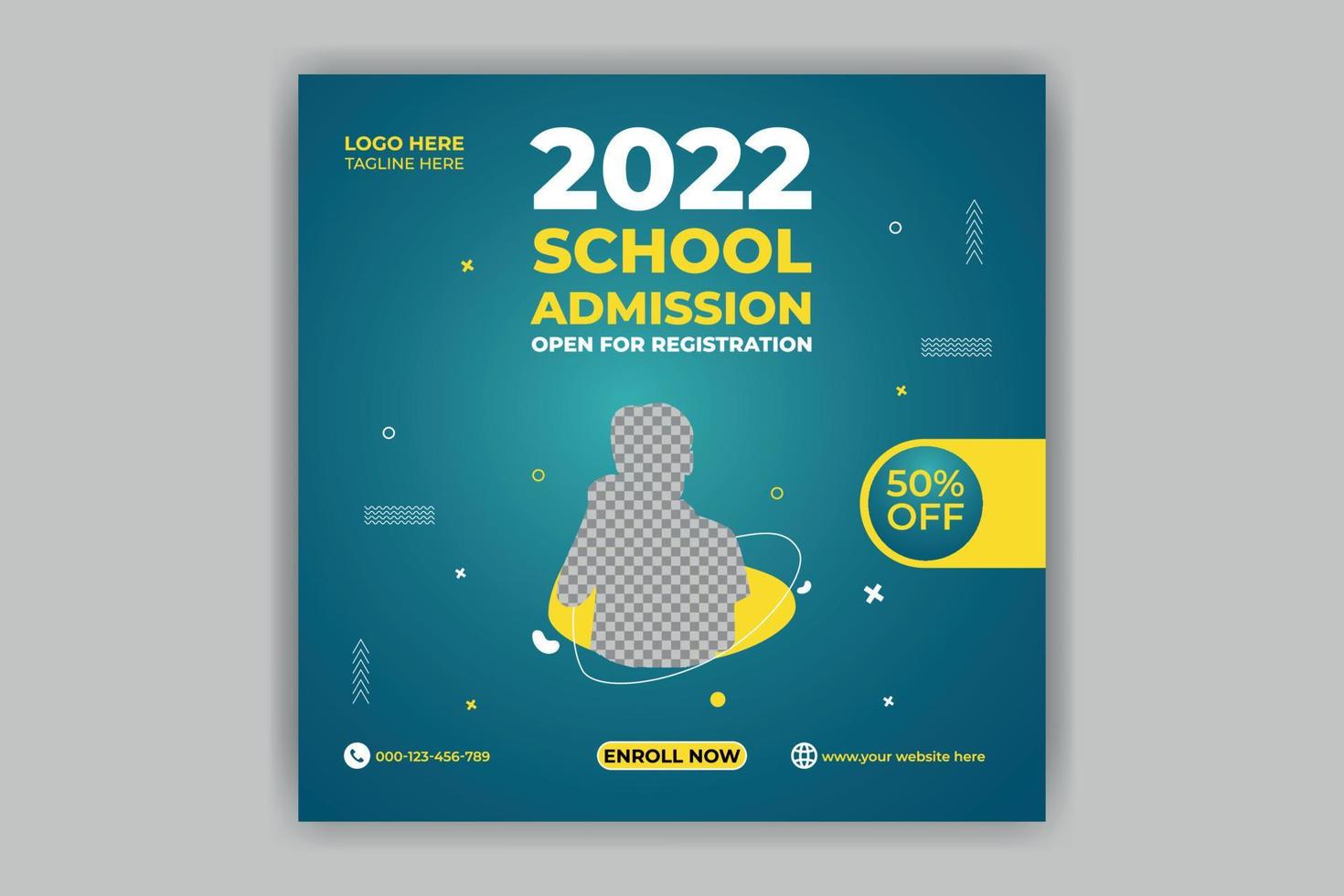 School admission social media design template vector