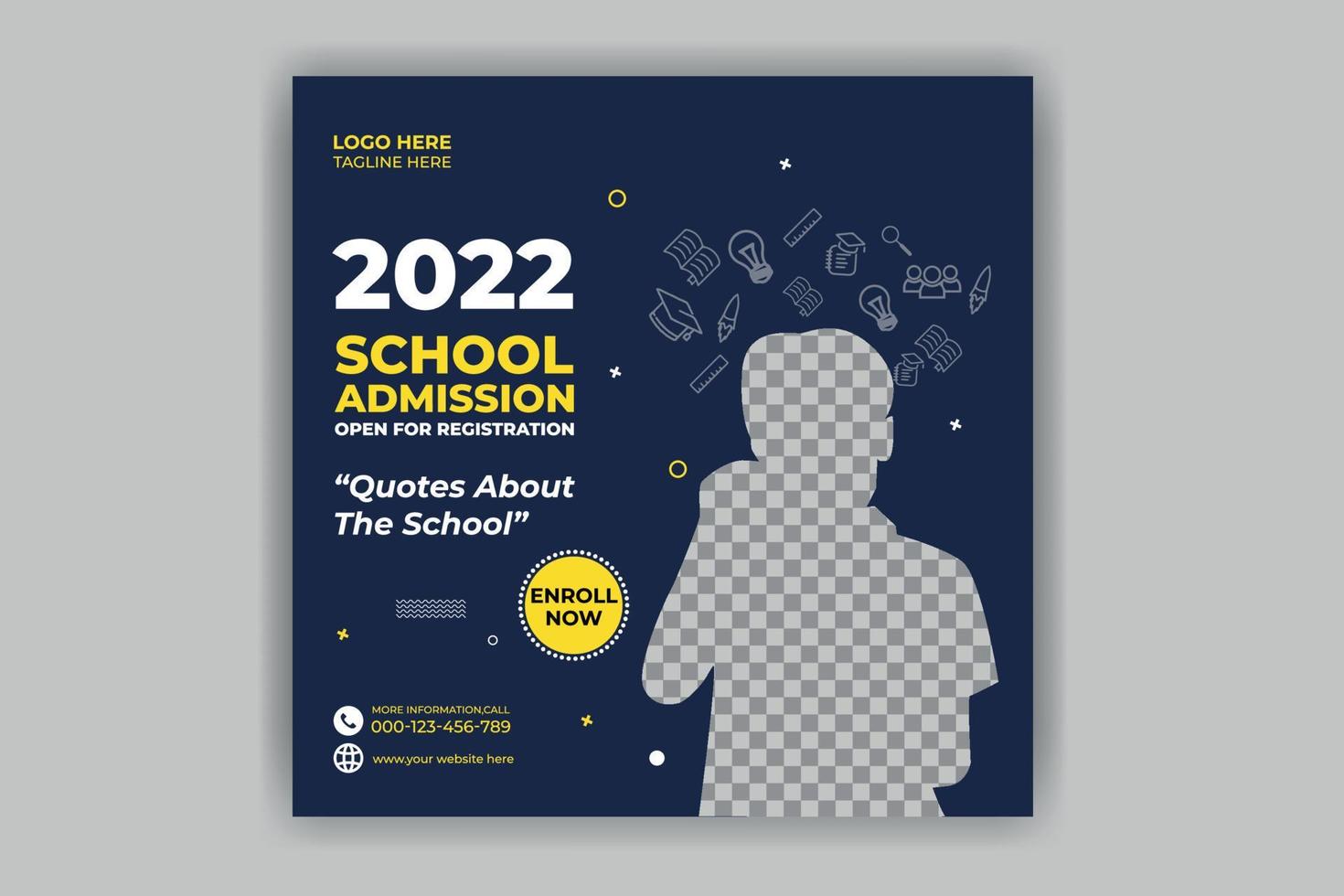 School admission social media design template vector