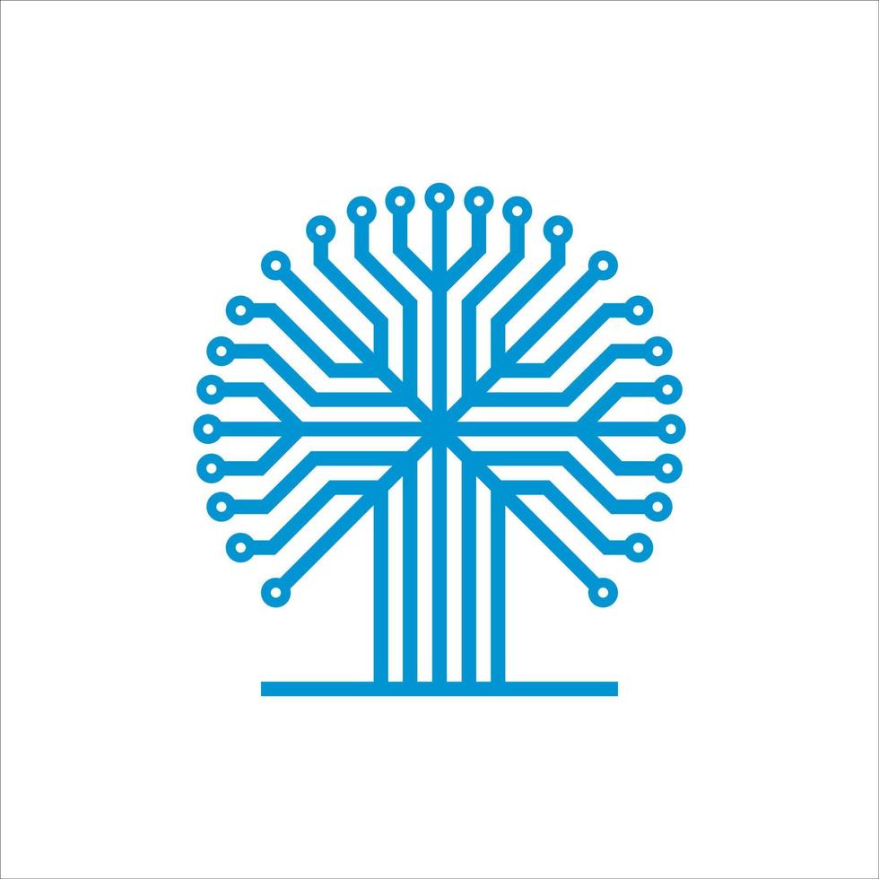 Circuit tree tech logo template design. Innovative digital technology concept business icon. Vector illustration.