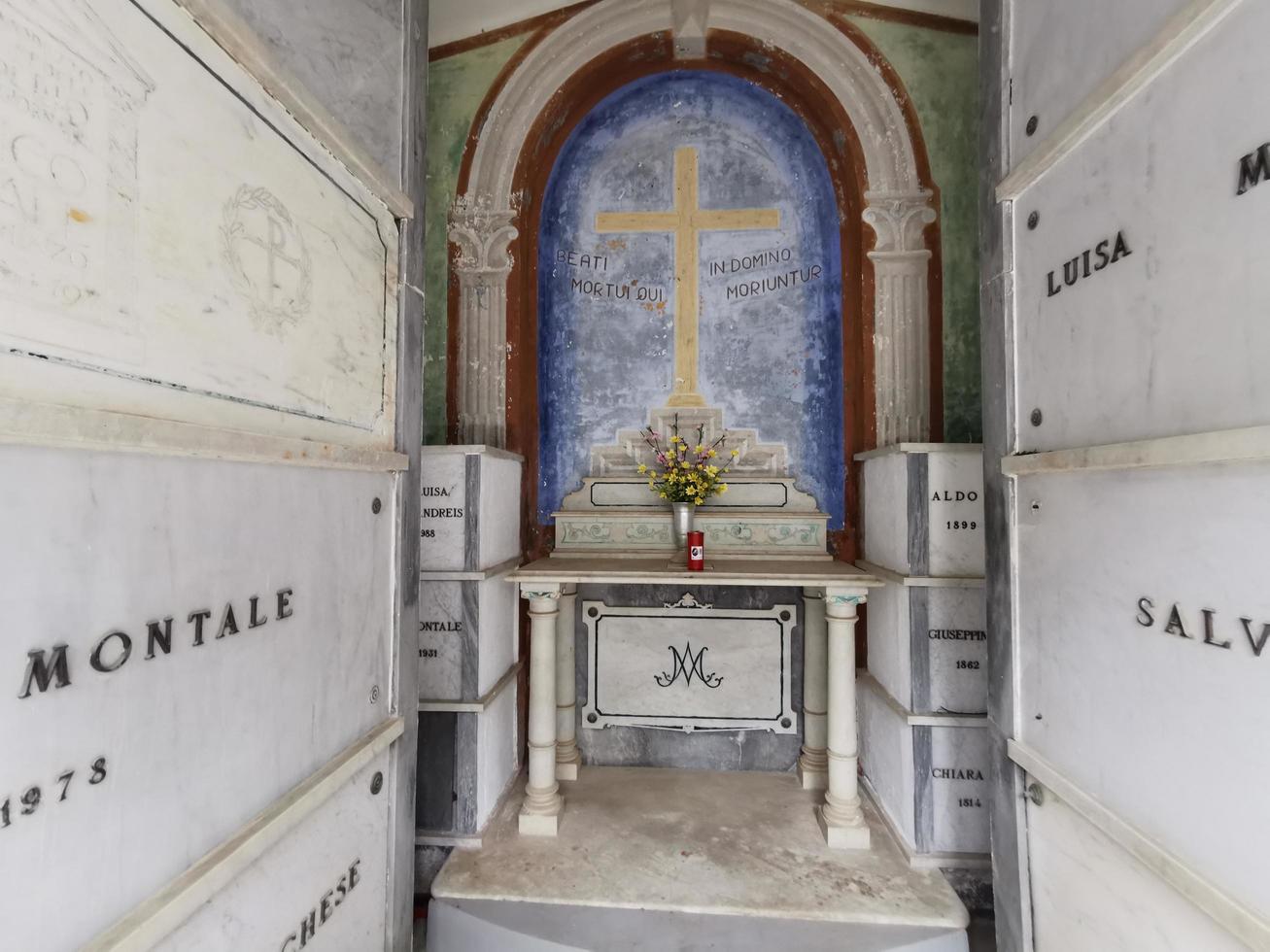 MONTEROSSO AL MARE, ITALY - JUNE, 8 2019 - Pictoresque village of cinque terre italy old cemetery photo