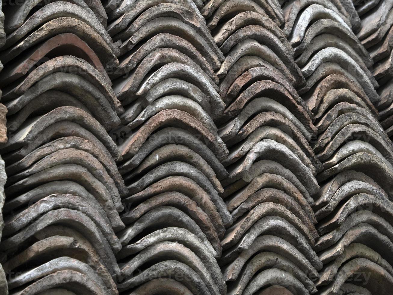 old roof italian tiles detail photo