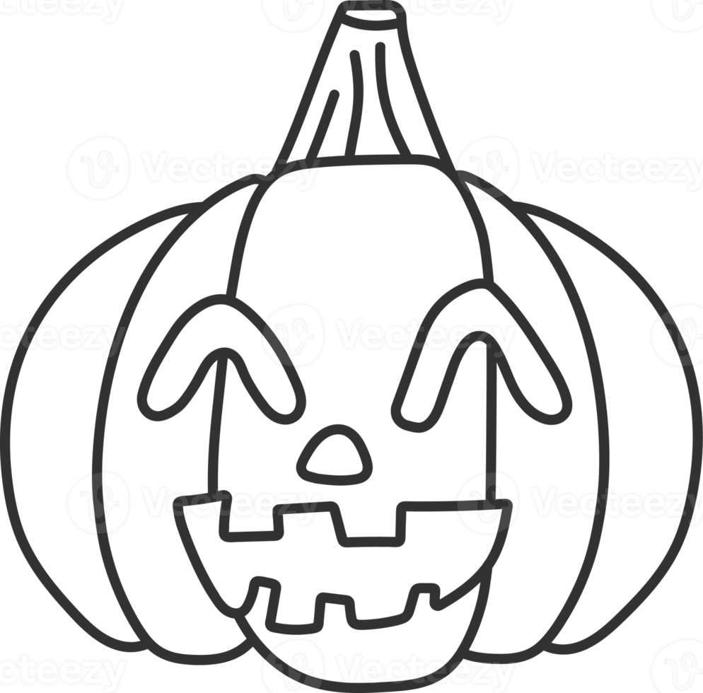Halloween pumpkin ghost character black thin line element. png
