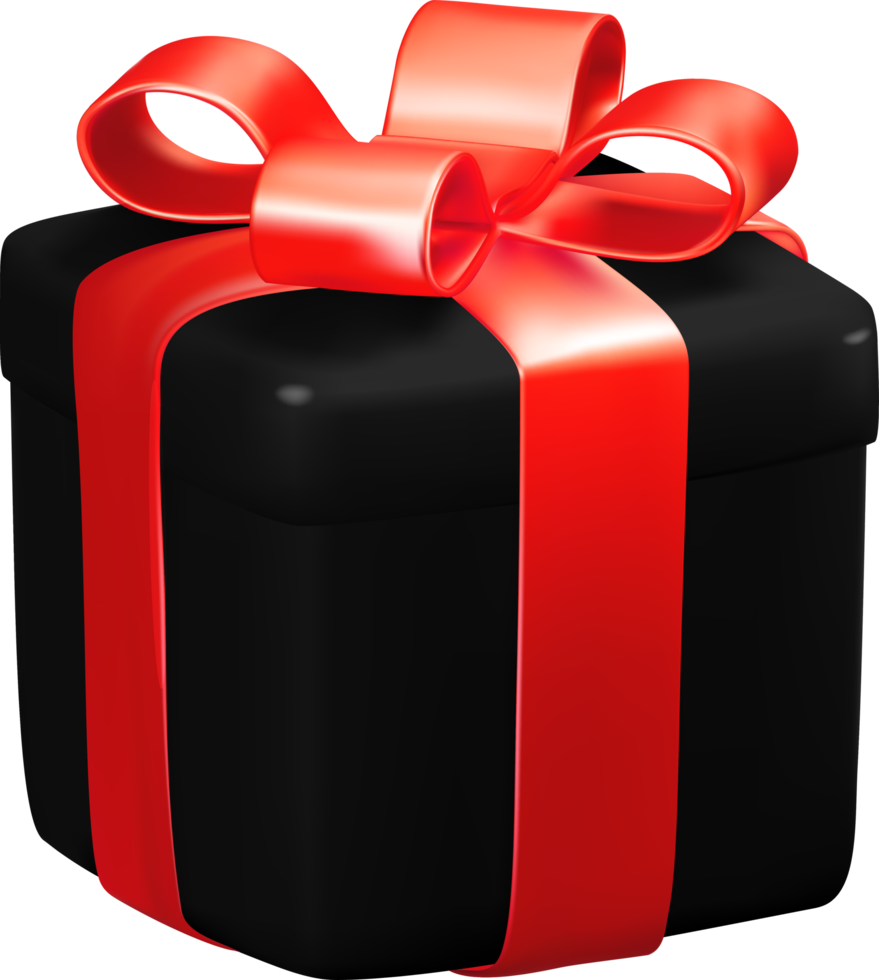 Black Gift Box with Red Ribbon png
