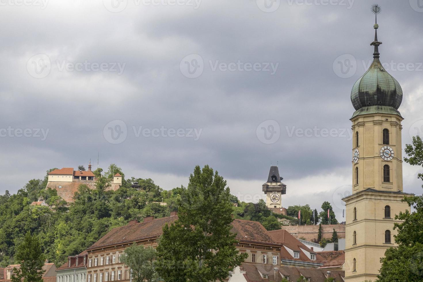 Clock tower Graz Austria historical house building photo