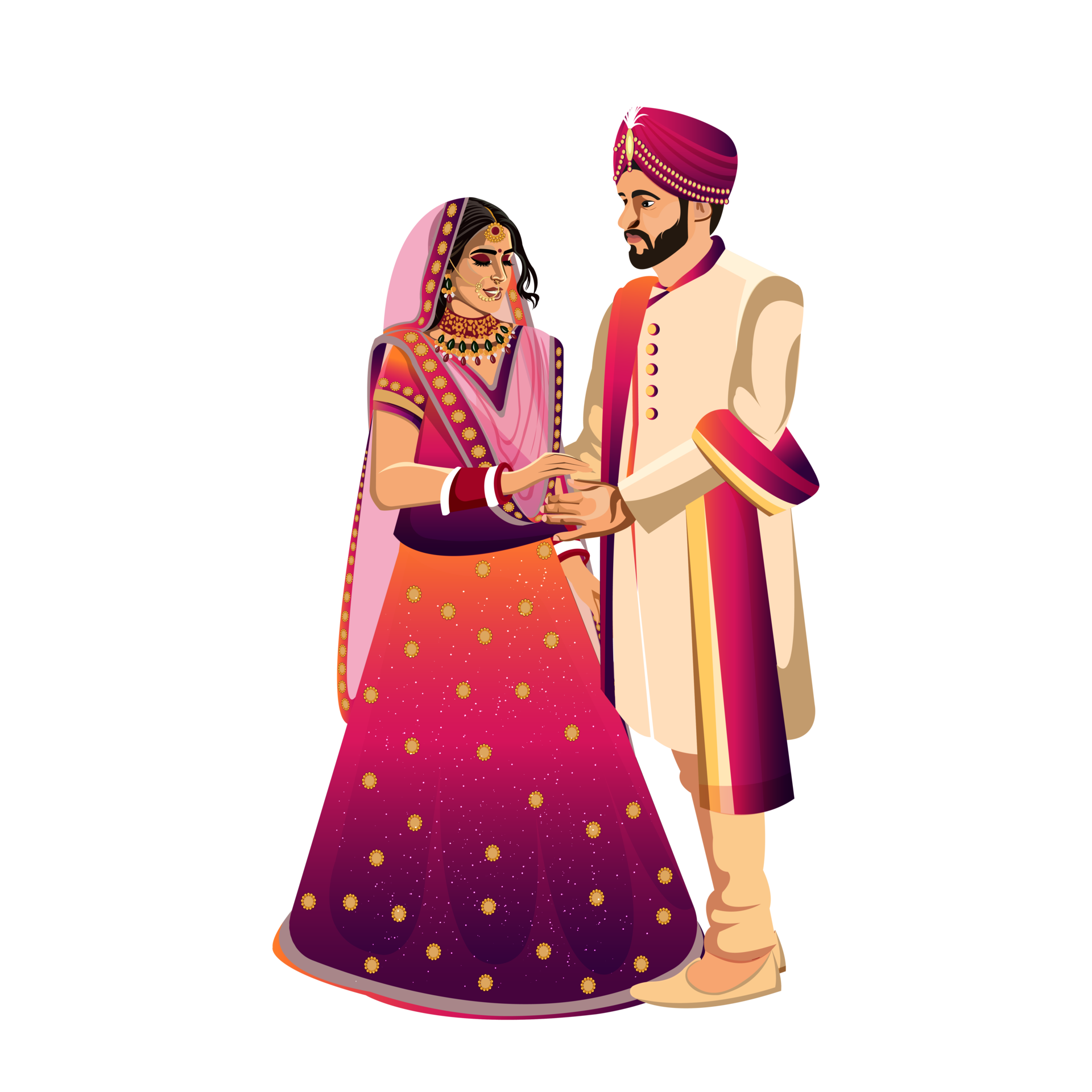 Indian Wedding Couple Character Bride And Groom 12011841 Png