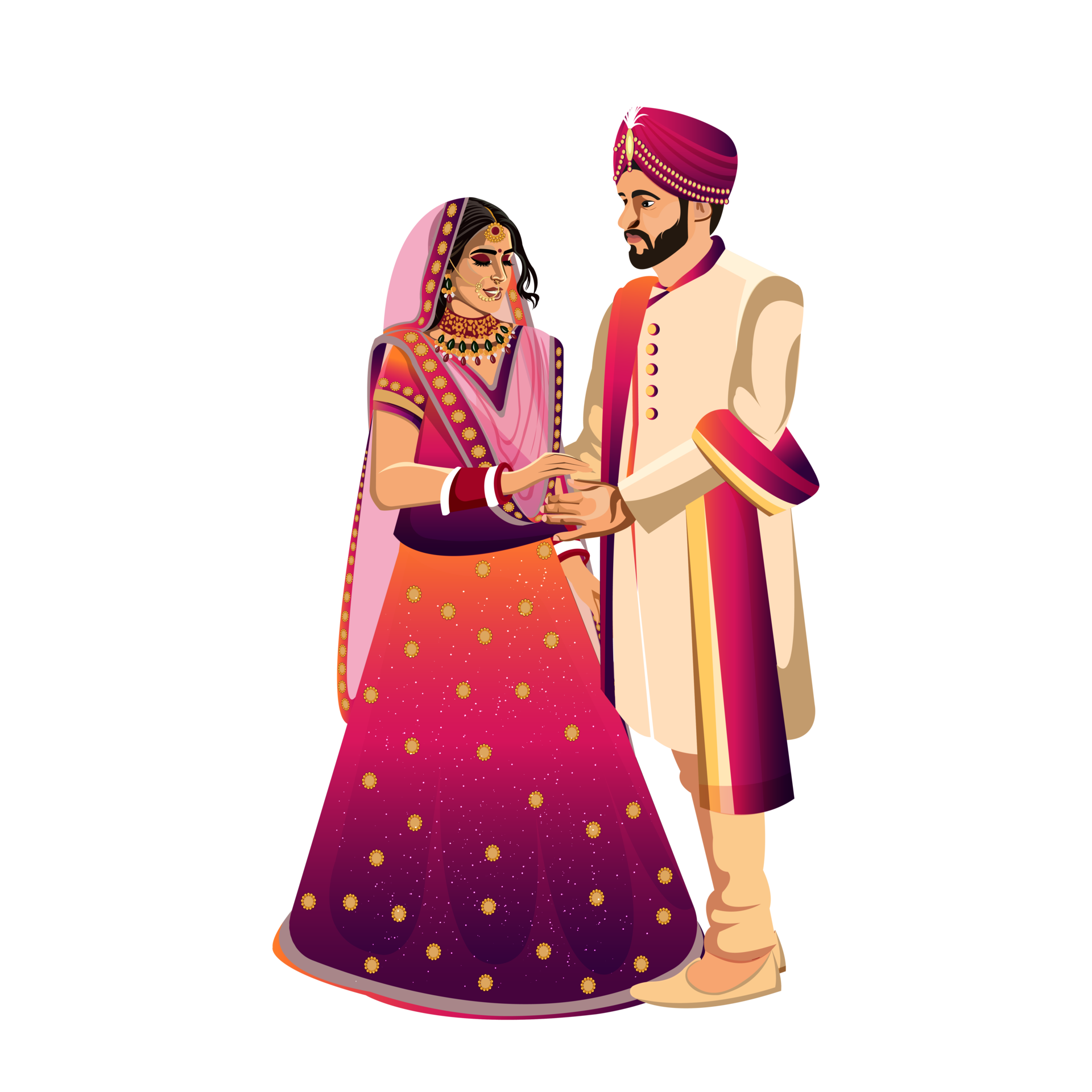 Indian Wedding Couple Character Bride And Groom 12011841 Png