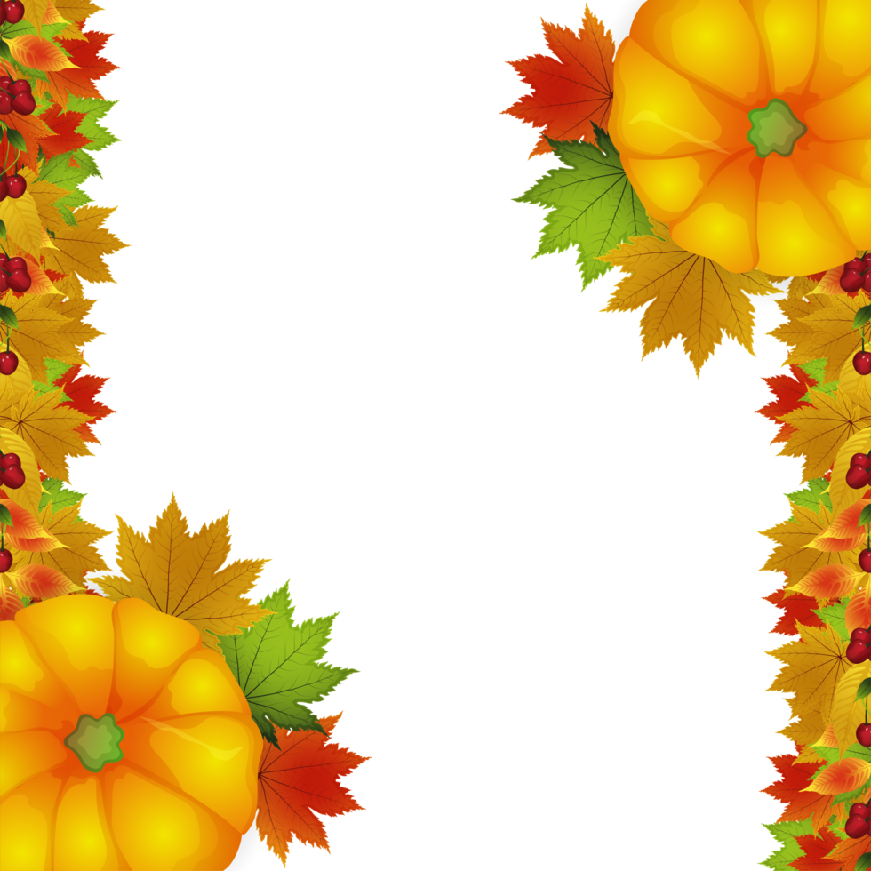 Autumn leaves and pumpkin png