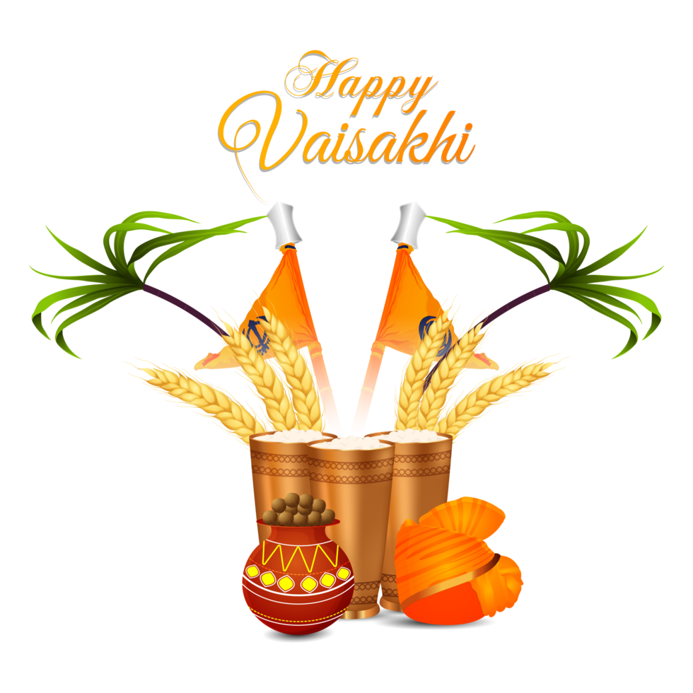 conception heureuse de vaisakhi avec du blé et du tambour png