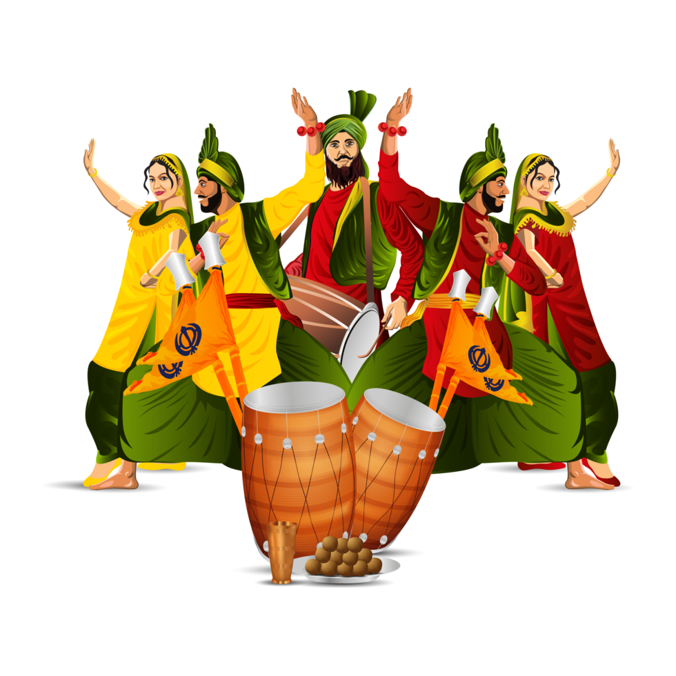 Happy vaisakhi celebration greeting card with illustration png