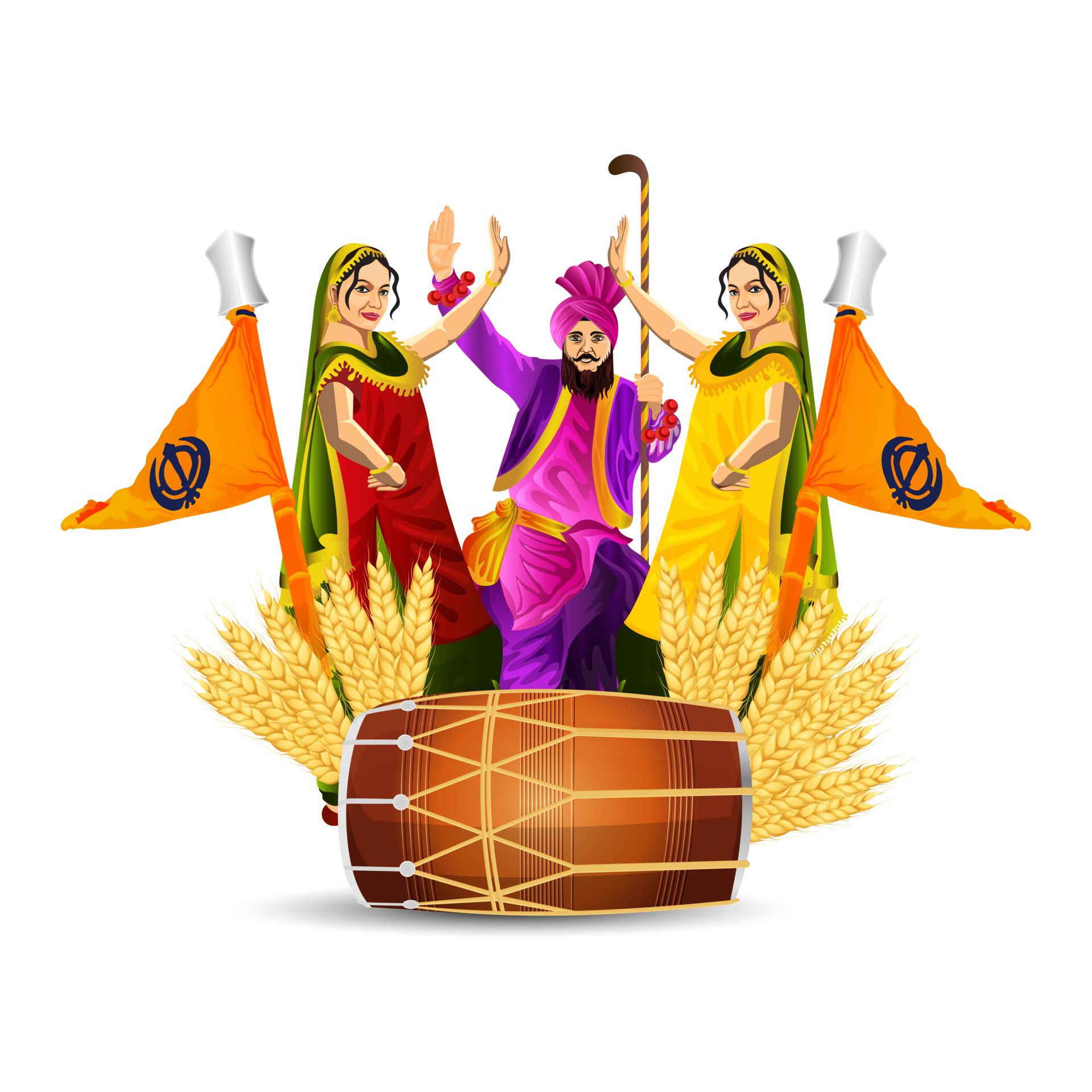 Happy baisakhi vector illustration with creative drum 12011891 PNG