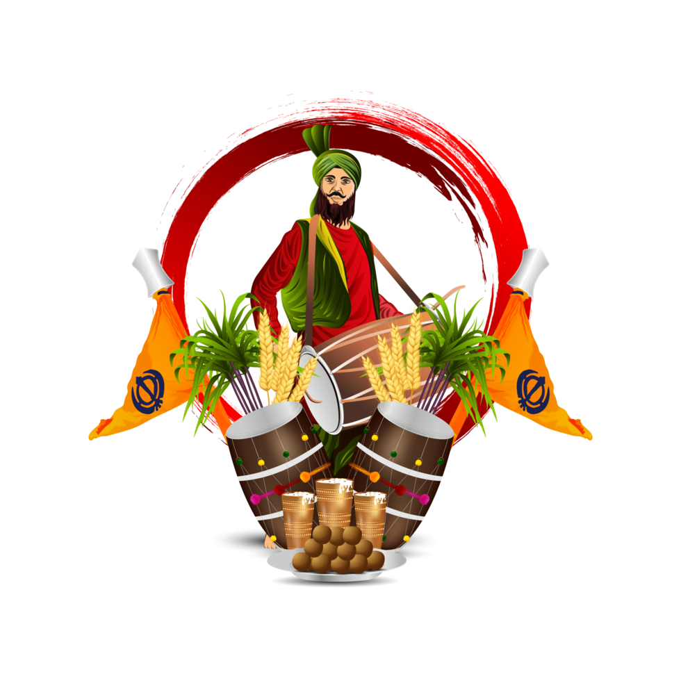 biglietto di auguri felice celebrazione vaisakhi con illustrazione vettoriale png