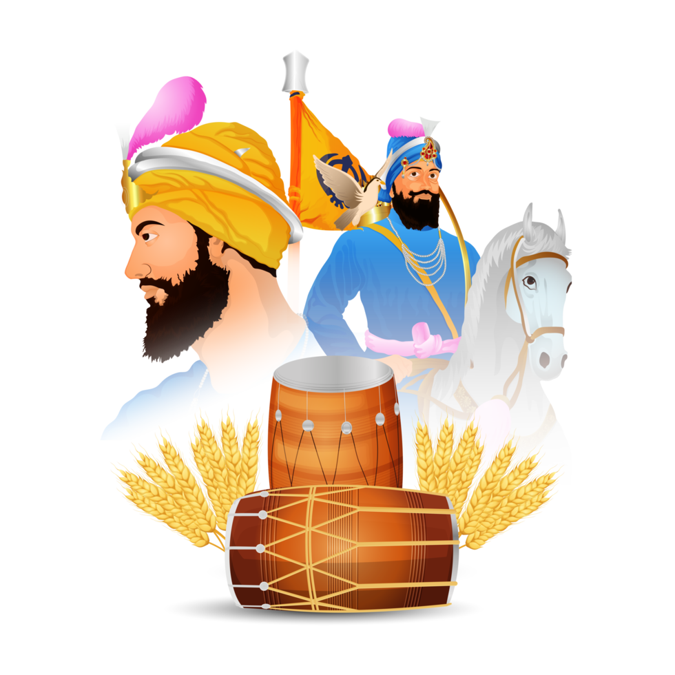 Happy baisakhi design with illustration png