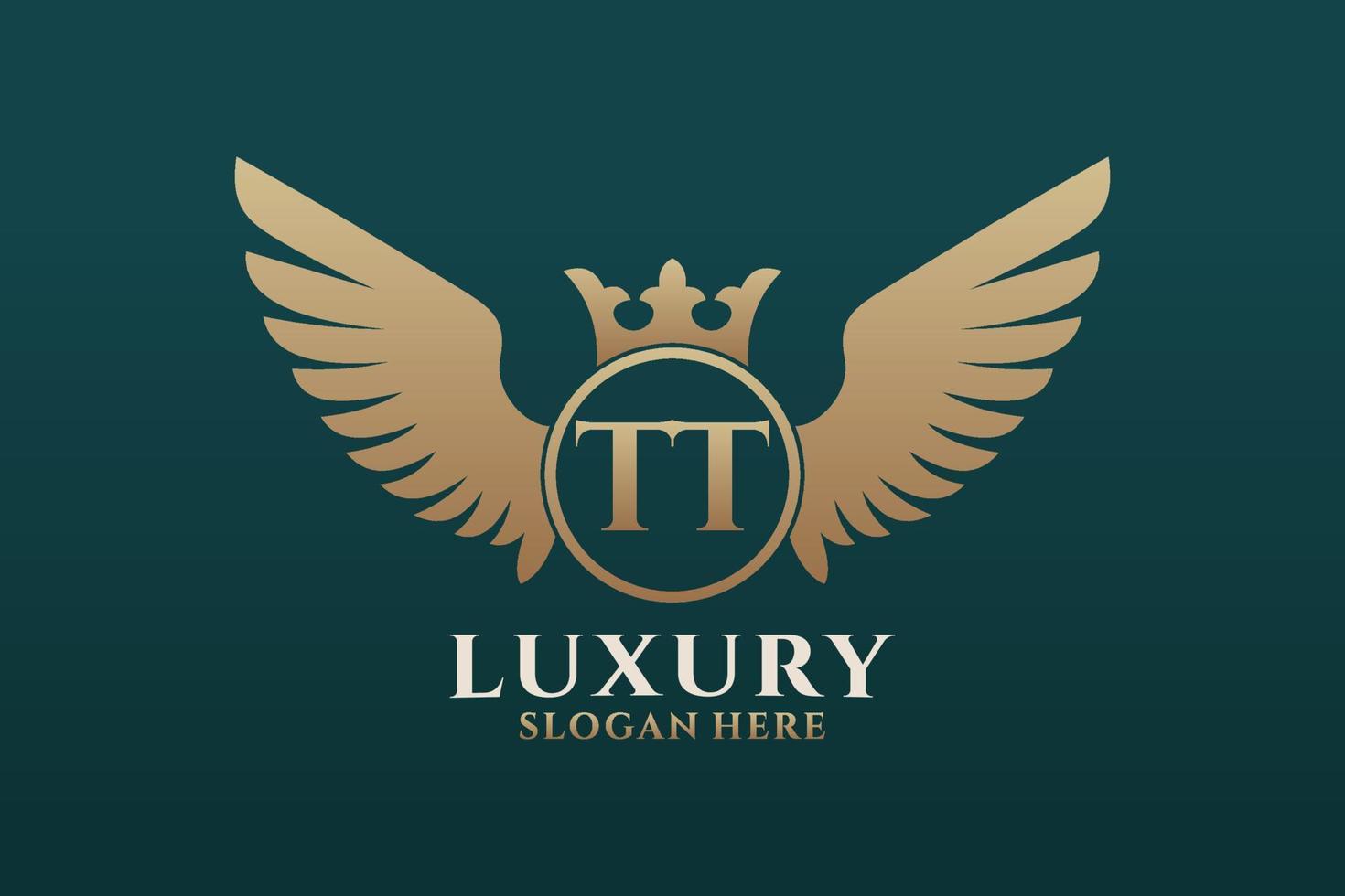 Luxury royal wing Letter TT crest Gold color Logo vector, Victory logo, crest logo, wing logo, vector logo template.