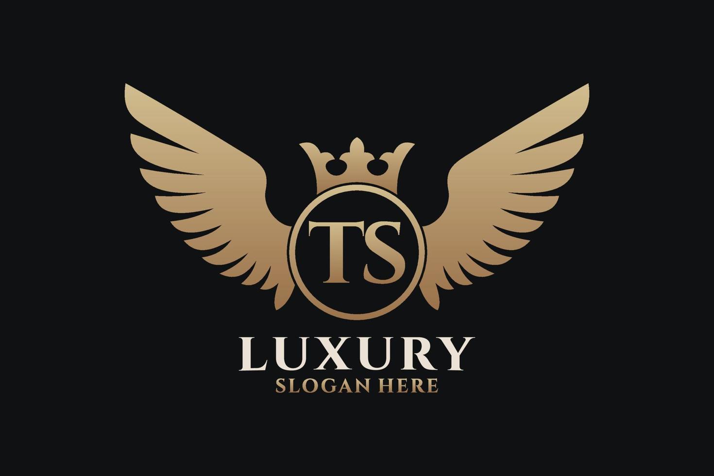 Luxury royal wing Letter TS crest Gold color Logo vector, Victory logo, crest logo, wing logo, vector logo template.